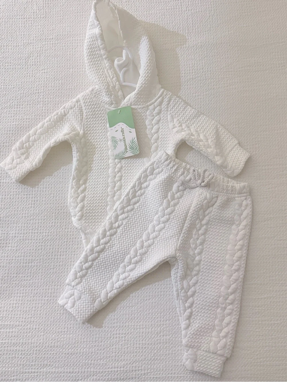 Baby Cable-Knit Hoodie & Jogger Set - White
